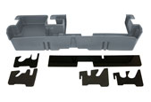 Photo shows the removable divider and gun rack/organizers completely unassembled. 