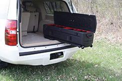 With the TOTE Slide Bracket installed, the TOTE slides easily in and out of vehicles. This allows you to access the items stored in the TOTE while standing outside your vehicle. DU-HA TOTE - Part # 70103 and Part # 70104.