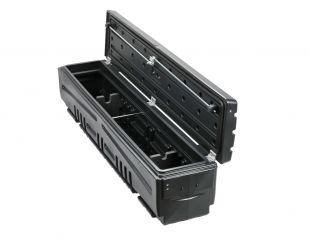 DU-HA Humpstor Truck Bed Storage Box fits Trucks with Open Truck Beds, Tonneaus, or Roll Up Covers | Black Heavy-Duty Side Tool Box, Includes Mounting Hardware and Dividers | 70800