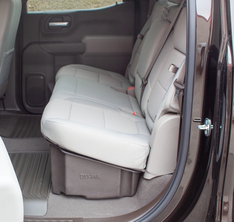 The DU-HA creates a much needed storage area inside the cab of your pickup truck. Now you have a place in your truck where you can store your belongings safely out of sight.